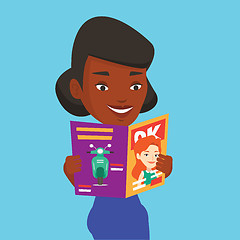 Image showing Woman reading magazine vector illustration.