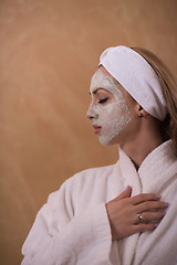 Image showing Spa Woman applying Facial Mask