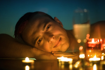 Image showing man relaxing in the jacuzzi