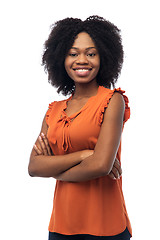 Image showing happy african american young woman over white