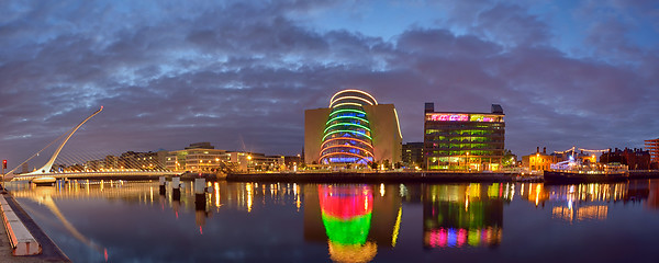 Image showing Samuel Beckett Bridge and the river Liffey in Dublin 