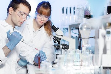 Image showing Health care students working in scientific laboratory.