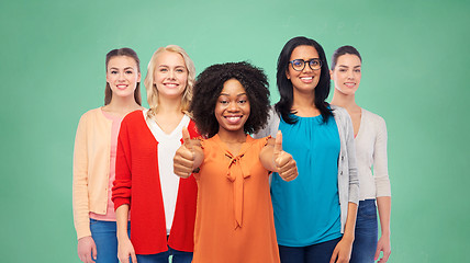 Image showing international group of women showing thumbs up