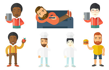 Image showing Food and drink vector set with people.