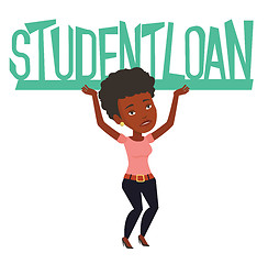 Image showing Woman holding sign of student loan.