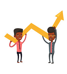 Image showing Two businessmen holding growth graph.