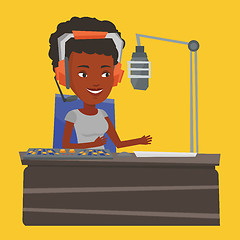 Image showing Female dj working on the radio vector illustration