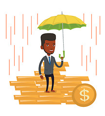 Image showing Business man insurance agent with umbrella.