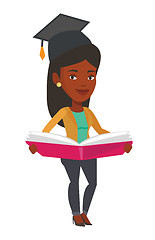 Image showing Graduate with book in hands vector illustration.