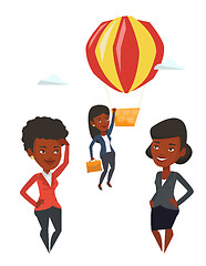 Image showing Employee hanging on balloon vector illustration