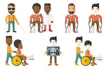 Image showing Vector set of doctor characters and patients.