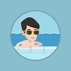 Image showing Smiling young man in swimming pool.