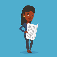 Image showing Woman reading newspaper vector illustration.