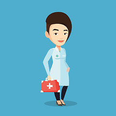 Image showing Doctor holding first aid box vector illustration.