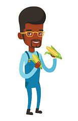 Image showing Farmer collecting corn vector illustration.