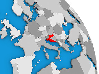 Image showing Croatia on globe