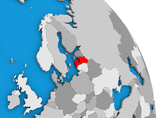 Image showing Latvia on globe