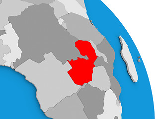 Image showing Zambia on globe