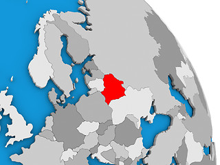 Image showing Belarus on globe