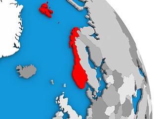 Image showing Norway on globe