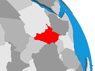 Image showing South Sudan on globe