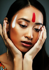 Image showing beauty young asian girl with make up like Pocahontas, red indians woman