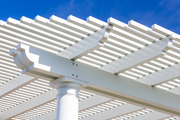 Image showing Beautiful House Patio Cover Against the Blue Sky.