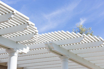 Image showing Beautiful House Patio Cover Against the Blue Sky.