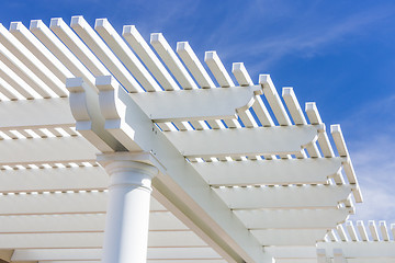 Image showing Beautiful House Patio Cover Against the Blue Sky.