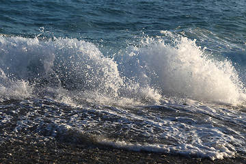 Image showing Waves and sea foam on the coast