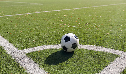 Image showing soccer ball on football field