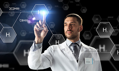 Image showing scientist virtual chemical formula projection