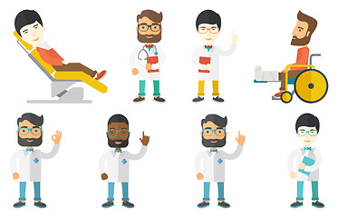 Image showing Vector set of doctor characters and patients.