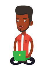 Image showing Businessman using laptop vector illustration.