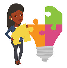 Image showing Student with light bulb vector illustration.