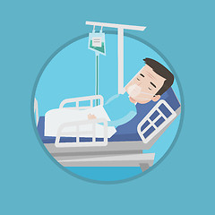 Image showing Patient lying in hospital bed with oxygen mask.