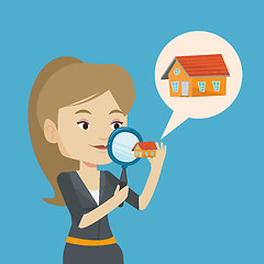 Image showing Woman looking for house vector illustration.