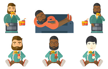 Image showing Businessman eating hamburger vector illustration.