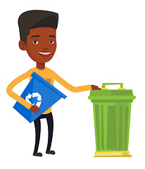 Image showing Man with recycle bin and trash can.