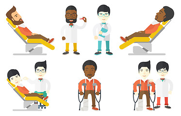 Image showing Vector set of doctor characters and patients.