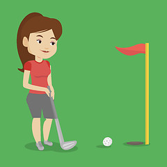 Image showing Golfer hitting the ball vector illustration.