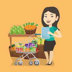 Image showing Woman with shopping list vector illustration.