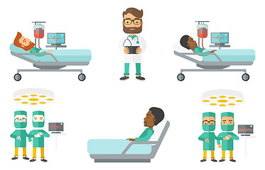 Image showing Vector set of doctor characters and patients.