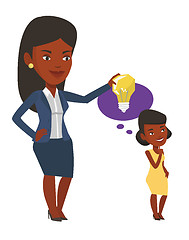 Image showing Businesswoman giving idea bulb to her partner.