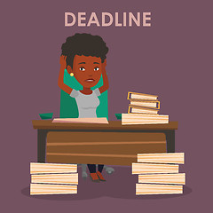 Image showing Business woman having problem with deadline.