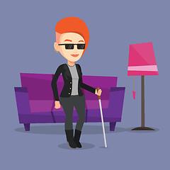 Image showing Blind man with stick vector illustration.