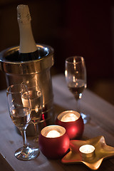 Image showing champagne on a wooden table