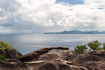 Image showing view from island to indian ocean on seychelles