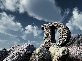 Image showing letter d rock under blue sky - 3d illustration