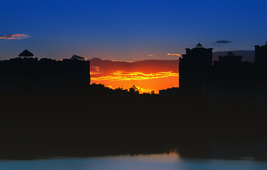 Image showing Night City Landscape At Sunset